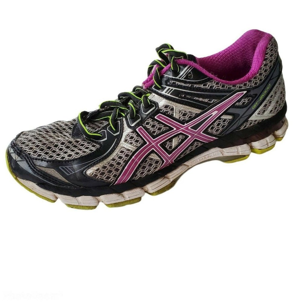 ASICS Women's GT-2000 2 Athletic Running Shoe Size 8‎ Purple Black Gray Green